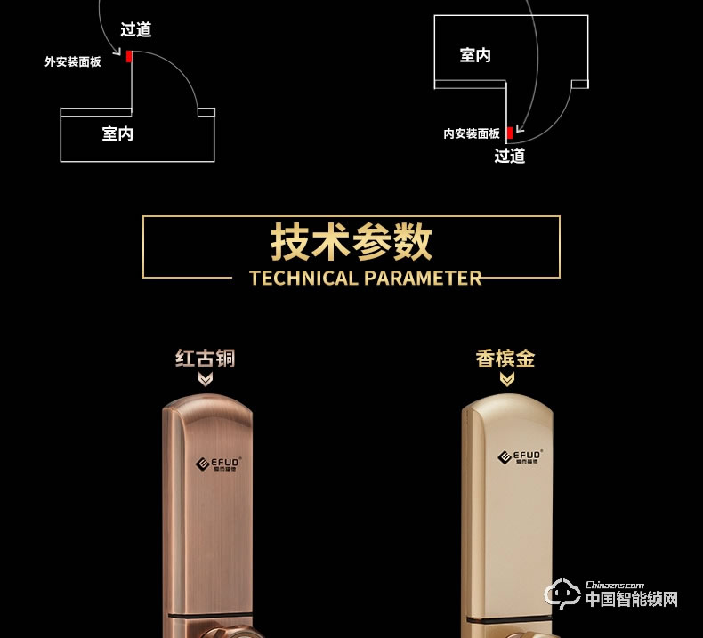 愛(ài)而福德指紋鎖 8038家用防盜門(mén)鎖智能電子鎖