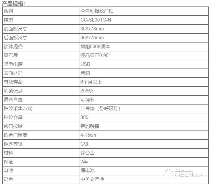 天玥智能鎖 智能電子指紋門鎖CC-SL001G-N