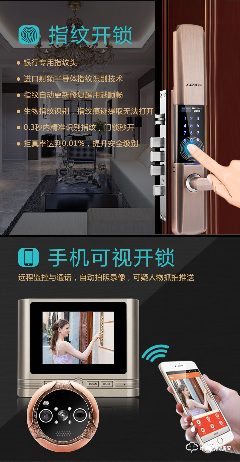 視佳指紋鎖 家用防盜門智能密碼鎖