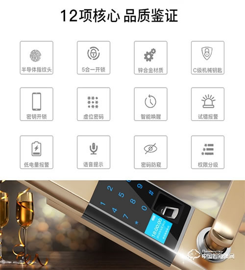 銳凌芯指紋鎖 防盜門電子密碼鎖人性化智能鎖