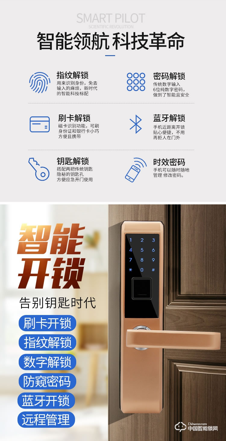 銳凌芯智能鎖 銳-99指紋密碼電子鎖