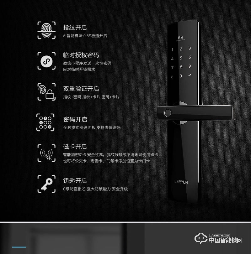 樂柚智能鎖 直板指紋鎖 防盜門電子密碼鎖