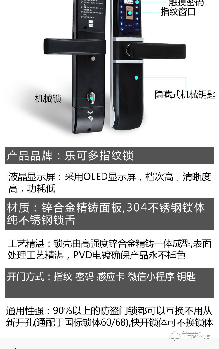 樂可多指紋鎖 家用木門智能鎖防盜門電子鎖密碼鎖大門APP自動滑蓋