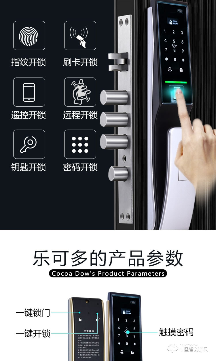樂可多指紋鎖 家用防盜門新品智能鎖把手指紋識別密碼鎖