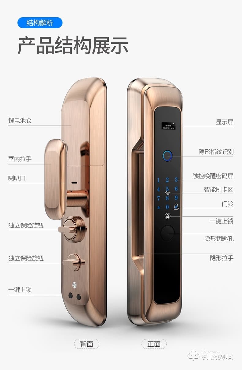 弘顧智能鎖 H002通用型密碼電子鎖全自動刷卡感應