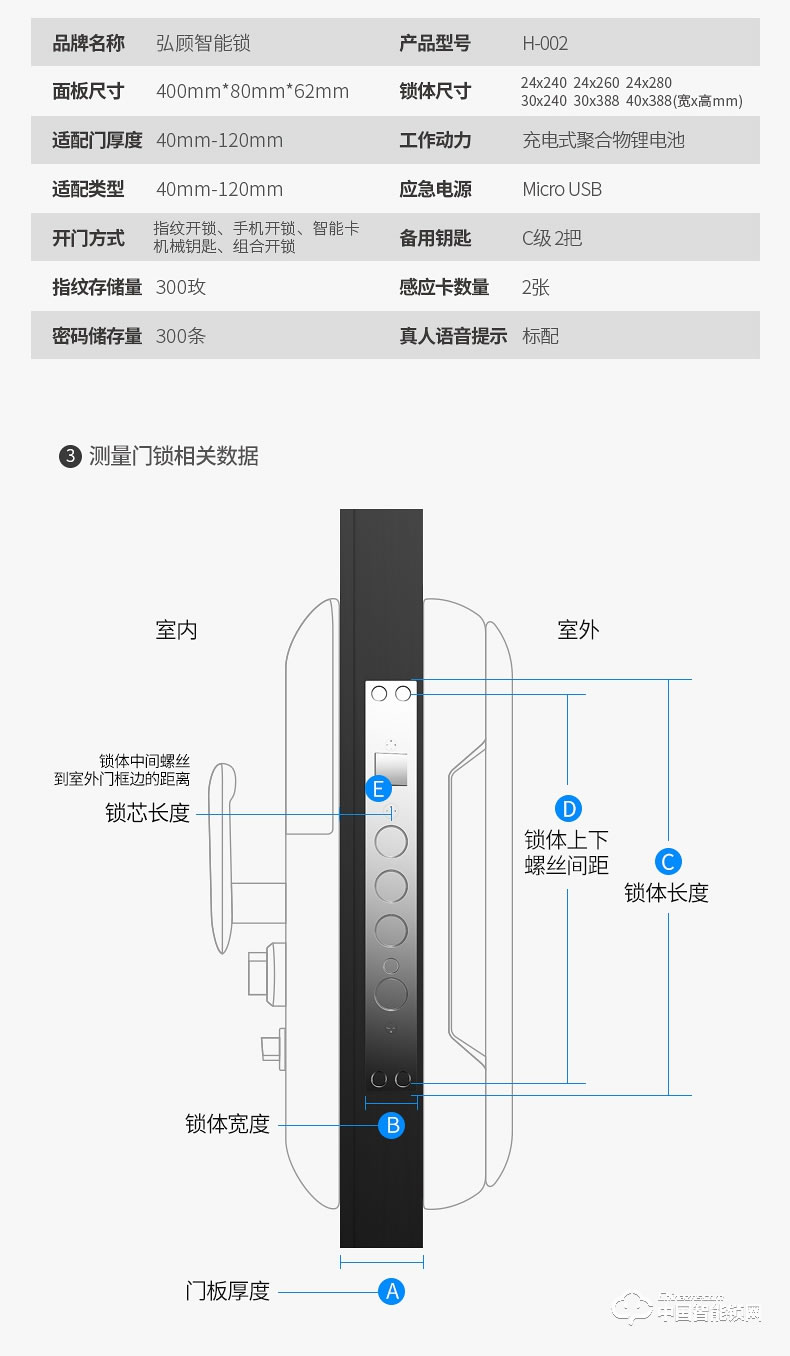 弘顧智能鎖 H002通用型密碼電子鎖全自動刷卡感應