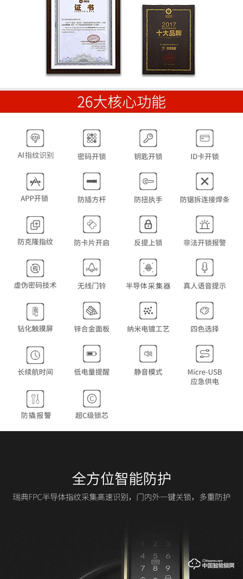 鉅士智能鎖 平安指紋鎖 家用防盜門智能鎖