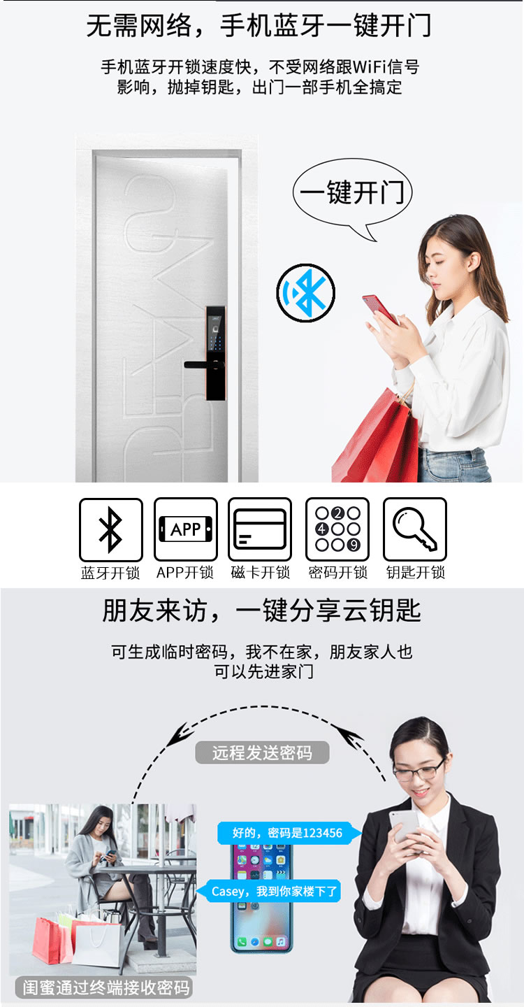 小家丁指紋鎖 家用防盜門電子鎖