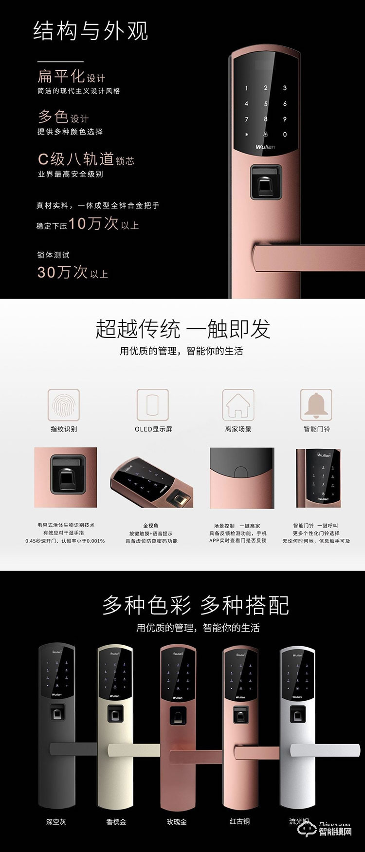 銘港物聯智能鎖 尊享版智能指紋洞庭湖門鎖套裝