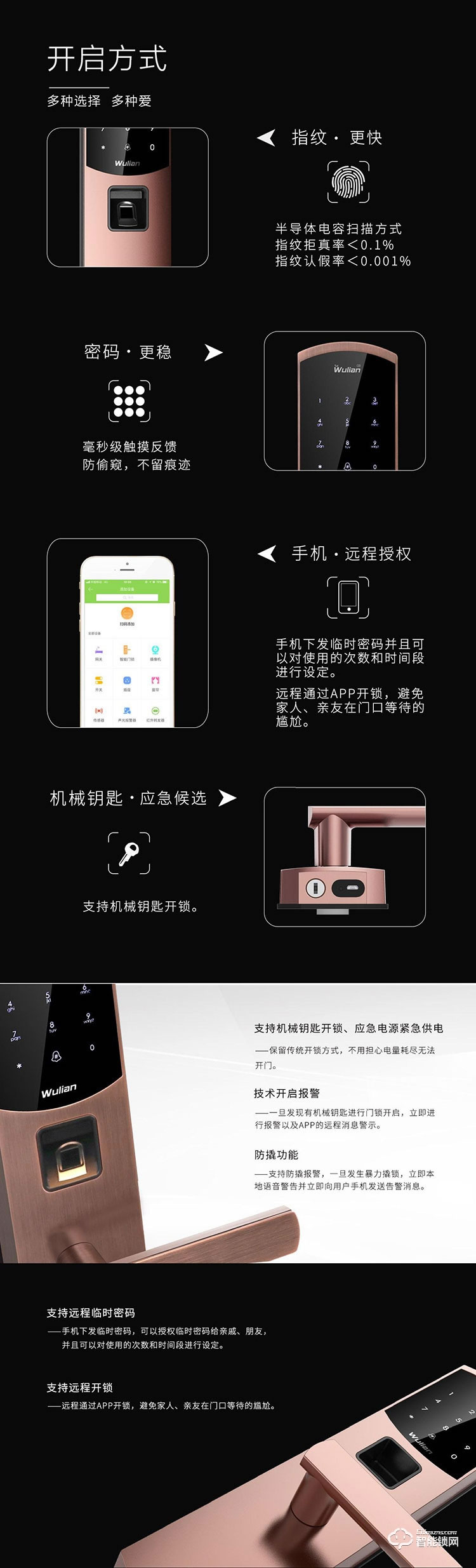 銘港物聯智能鎖 尊享版智能指紋洞庭湖門鎖套裝