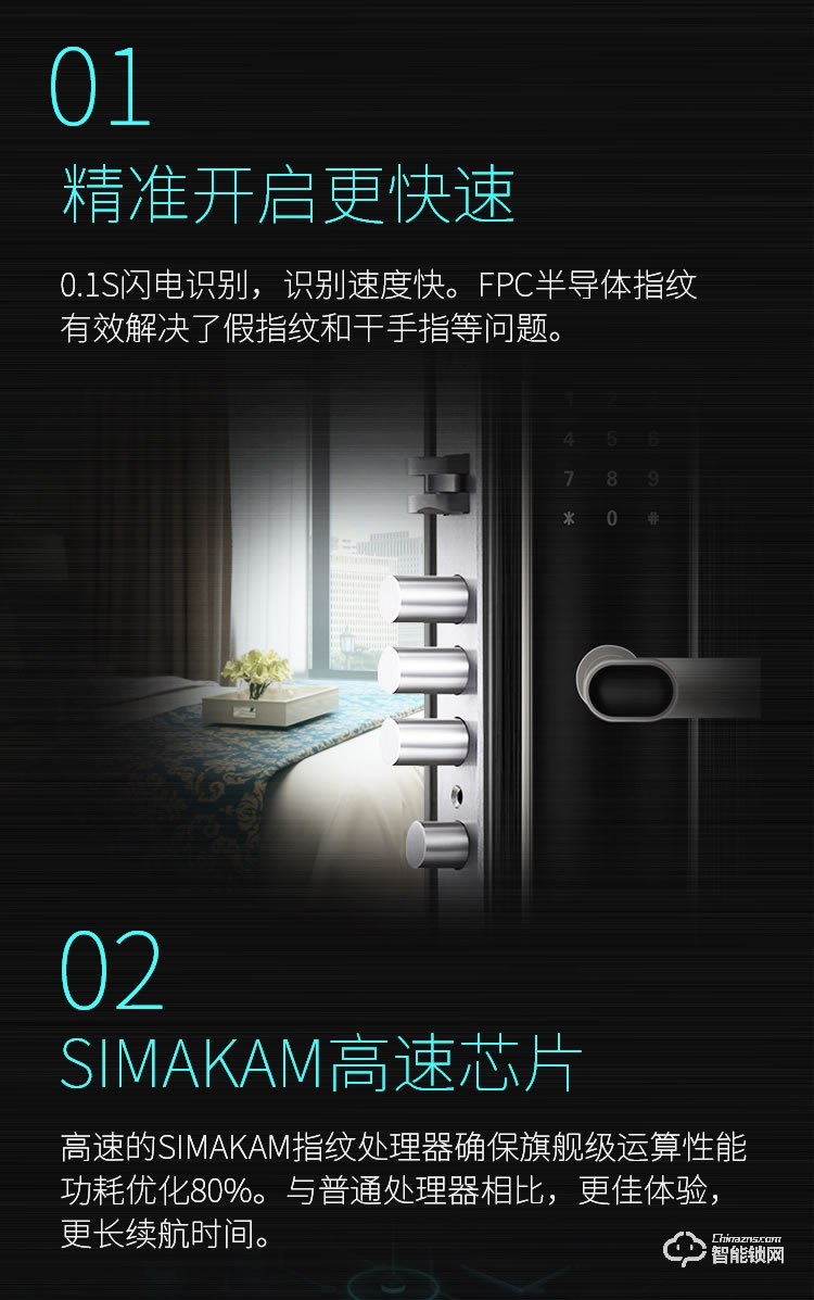 芝麻開門智能鎖 家用指紋鎖智能防盜門鎖感應卡電子鎖K3