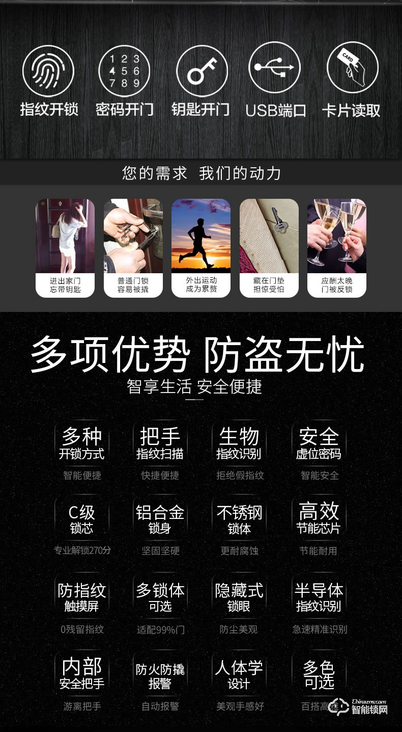 美利保指紋鎖 M800全自動指紋鎖家用防盜門密碼鎖