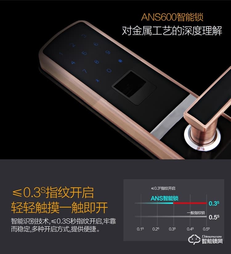 安諾斯智能鎖 智能鎖指紋密碼門(mén)鎖ANS600