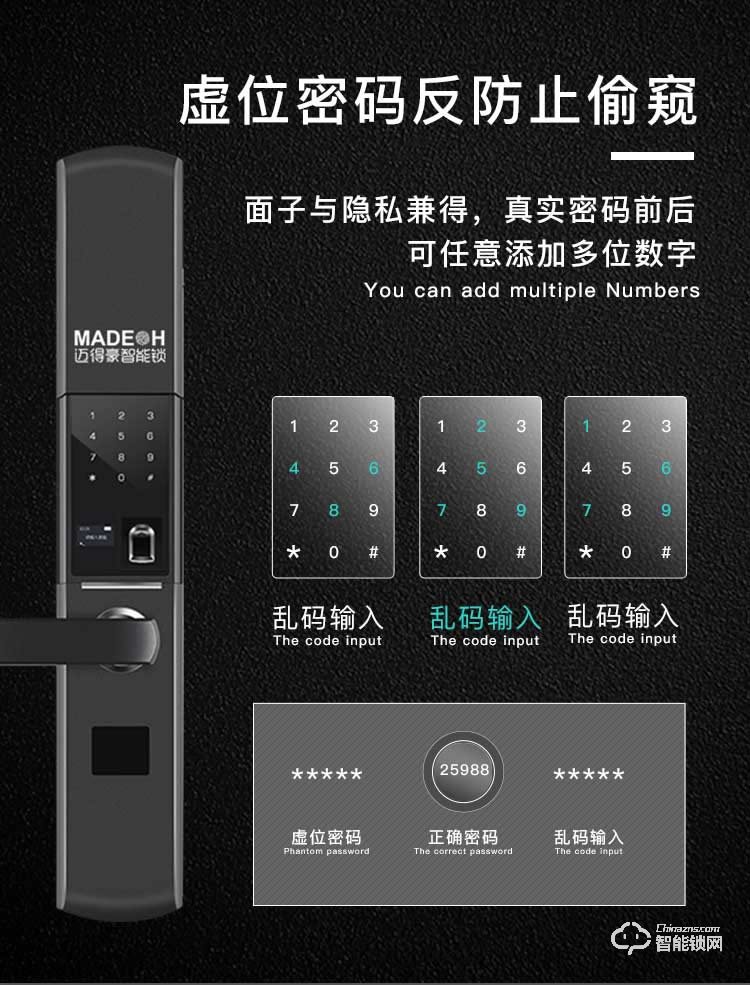 邁得豪智能鎖 MDH-M1指紋鎖 防盜門智能密碼鎖