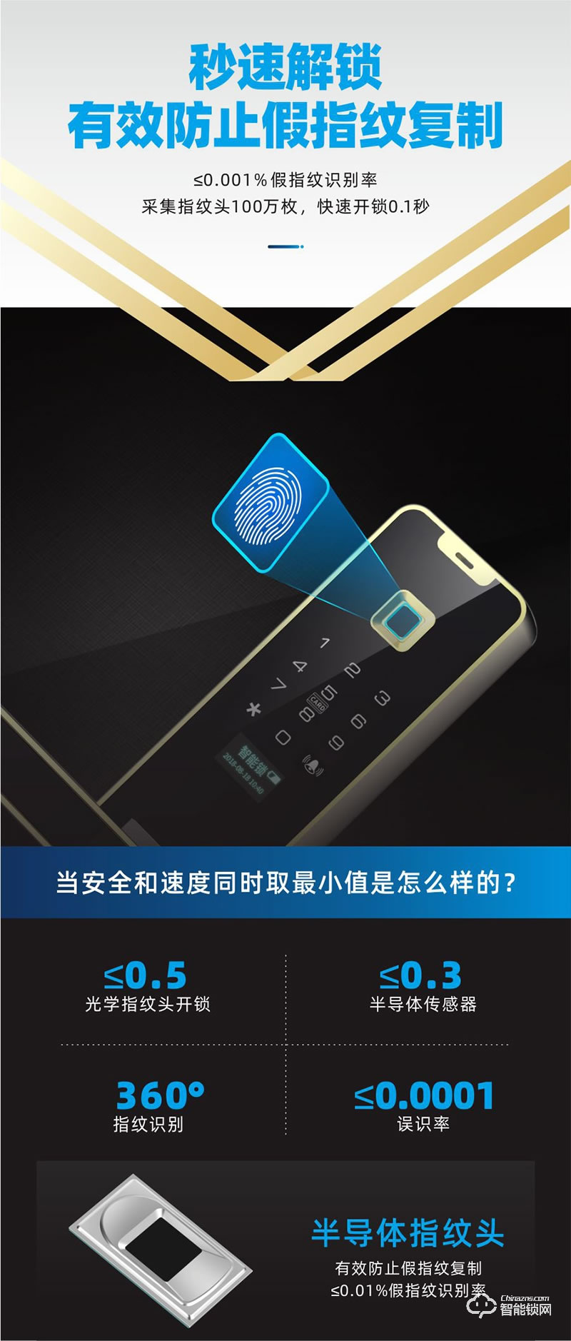 鴻興福智能鎖 A8001直板智能指紋鎖