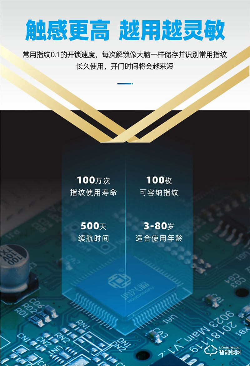 鴻興福智能鎖 A8001直板智能指紋鎖