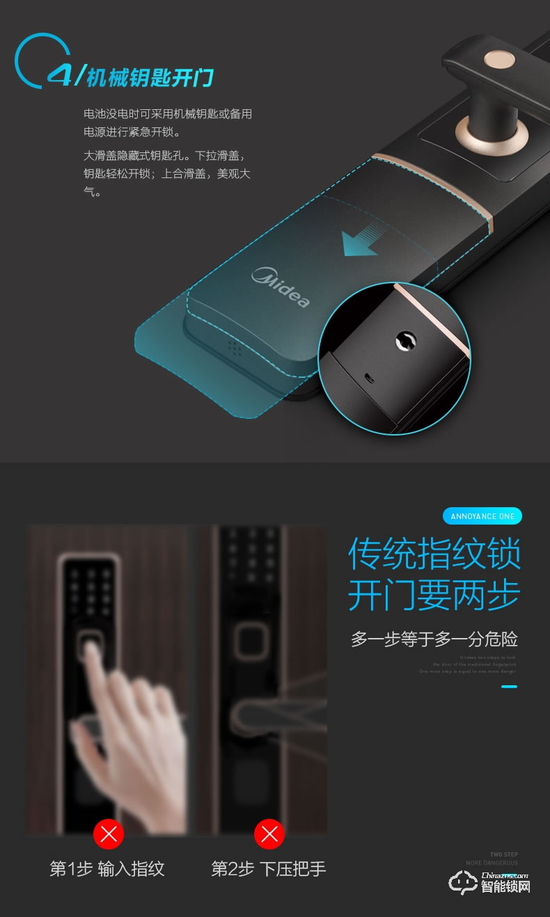 美的指紋鎖 藍牙防特斯拉線圈鎖