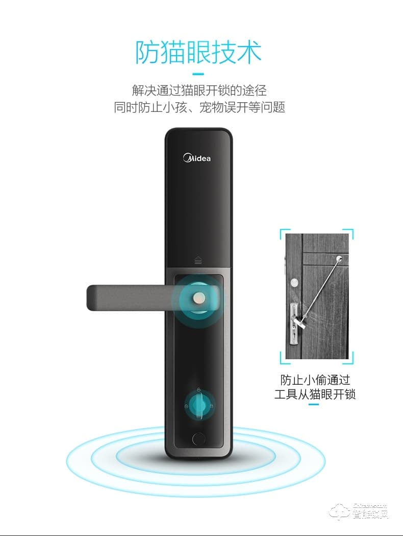 美的指紋鎖 藍牙防特斯拉線圈鎖