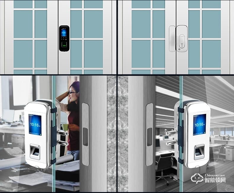 祖程智能鎖 辦公室玻璃門免開孔智能鎖