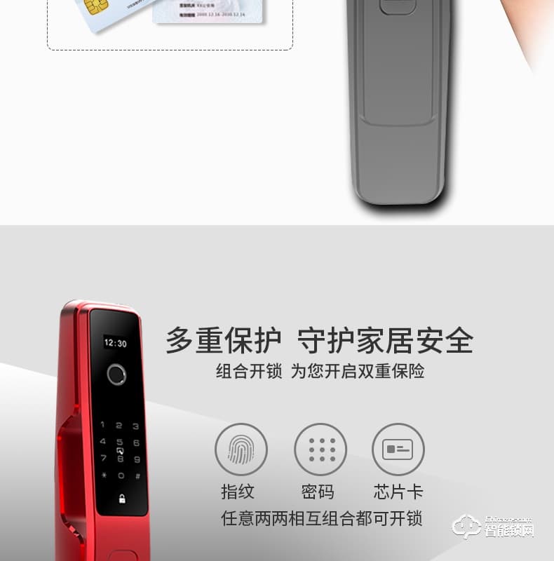 國民安全智能鎖 V7虛位密碼鎖家用指紋鎖