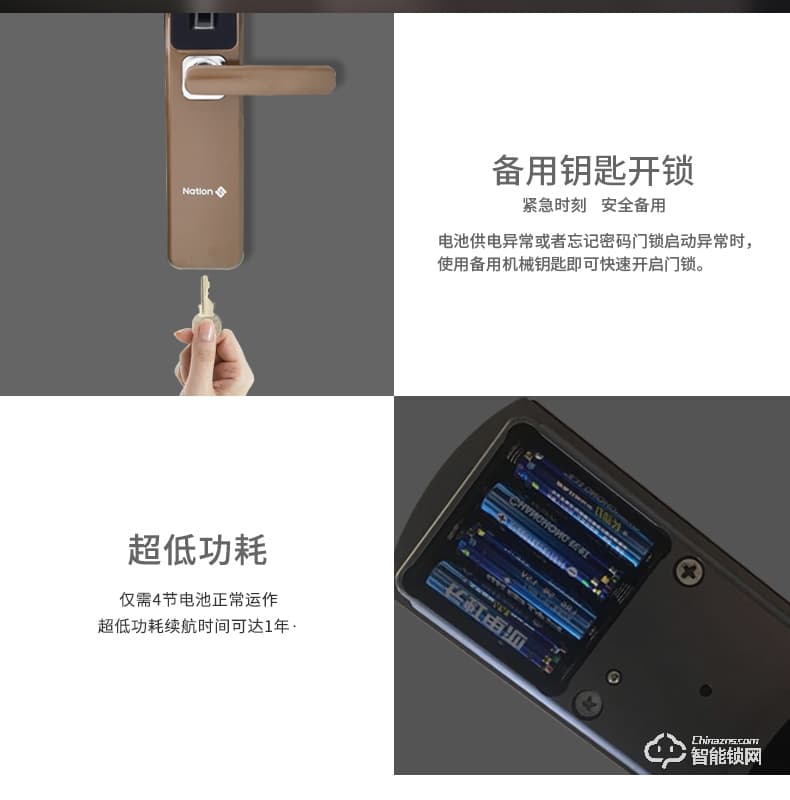 國民安全智能鎖 H1虛位密碼鎖家用指紋鎖