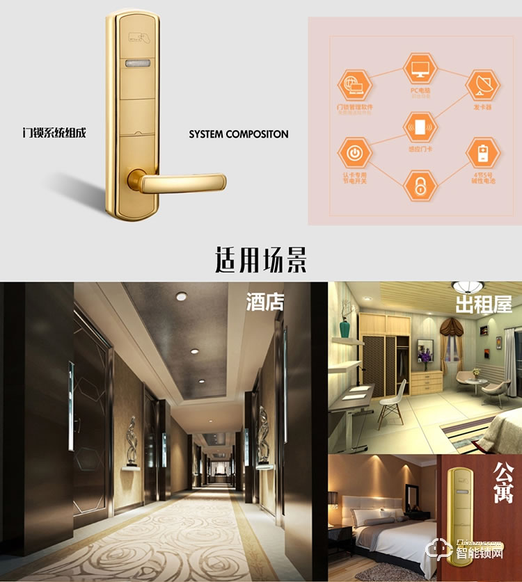 居頂指紋鎖 公寓智能電子鎖感應鎖木門鎖