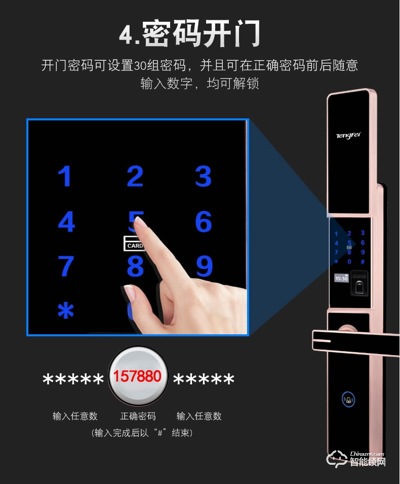 騰飛指紋鎖 家用辦公室內(nèi)臥室房門大門電子防盜門鎖
