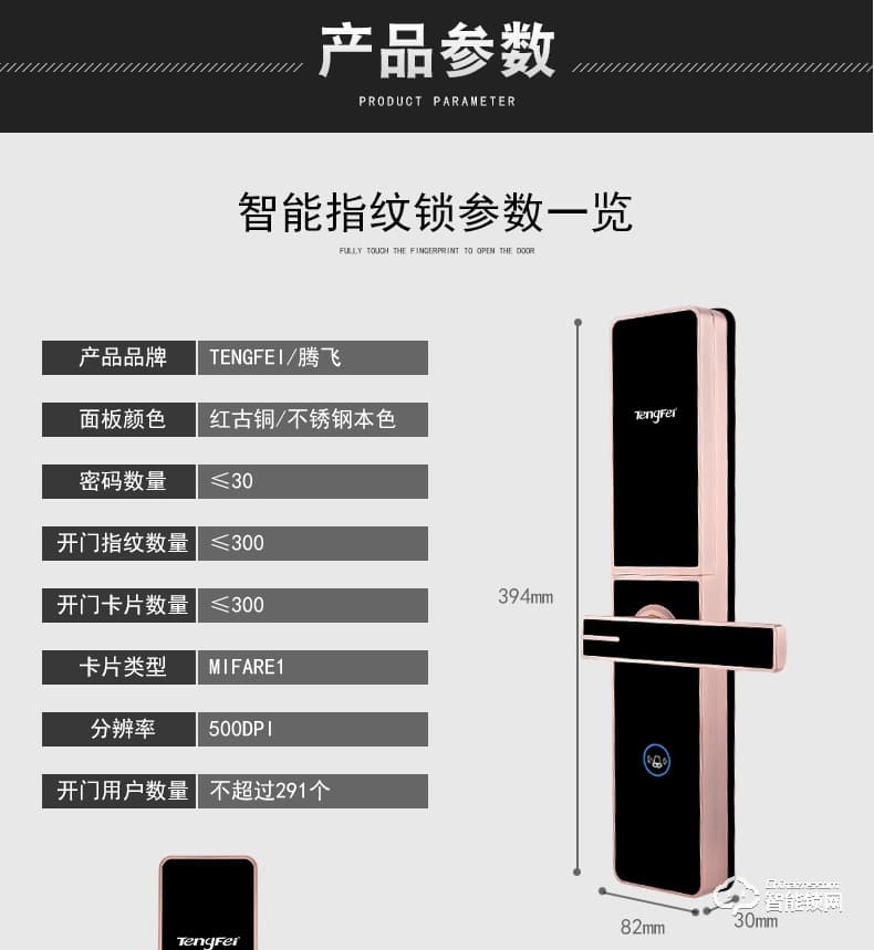 騰飛指紋鎖 家用辦公室內(nèi)臥室房門大門電子防盜門鎖