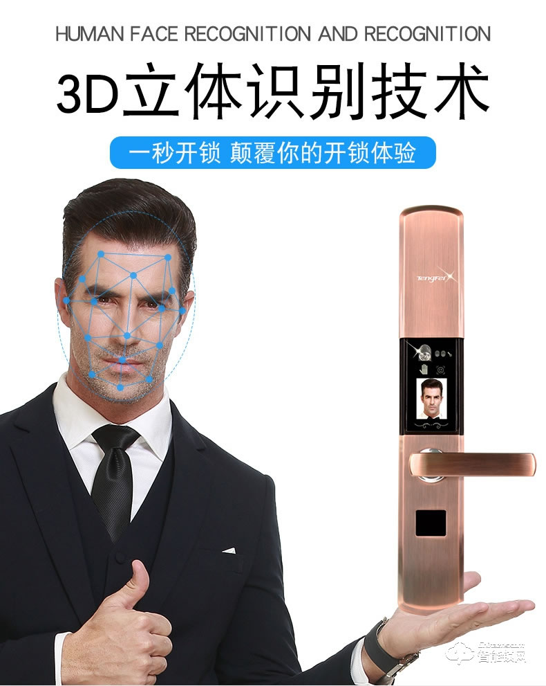 騰飛指紋鎖 智能人臉識(shí)別家用防盜門密碼鎖