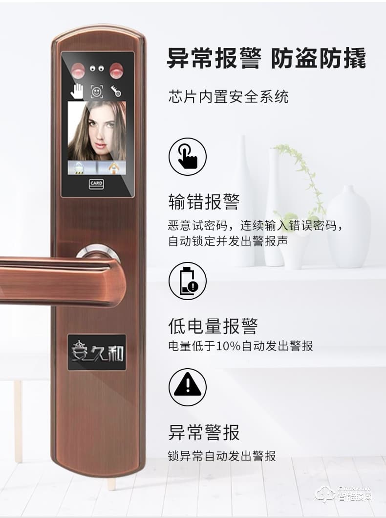 安久和智能鎖 人臉識別鎖家用防盜門掌紋識別鎖