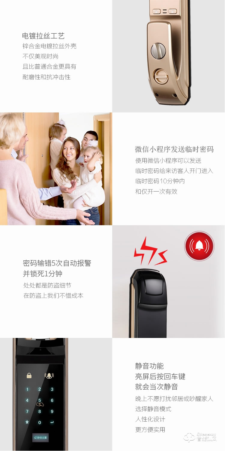 深麗安智能鎖 D5全自動(dòng)指紋鎖家用防盜門智能鎖