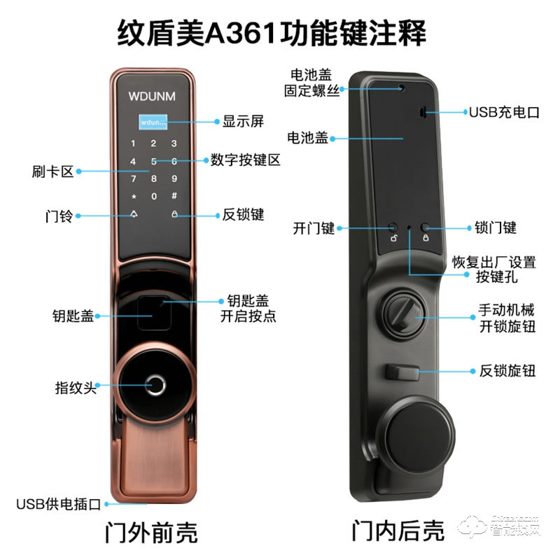 紋盾美智能鎖 A361全自動(dòng)智能鎖
