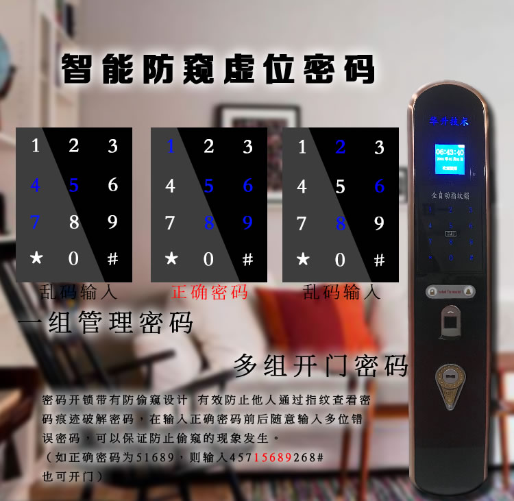 華升智能家居 182指紋鎖高端烤漆電鍍外觀鎖