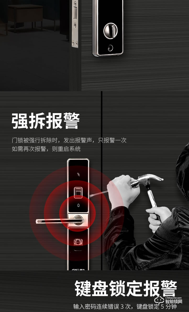得力智能門鎖 辦公家用防盜門鎖智能刷卡磁卡鎖