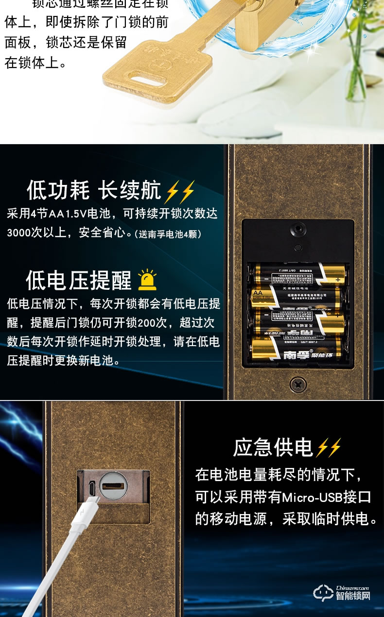 世連泰好純銅智能鎖 SL598木門電子鎖家用大門防盜鎖