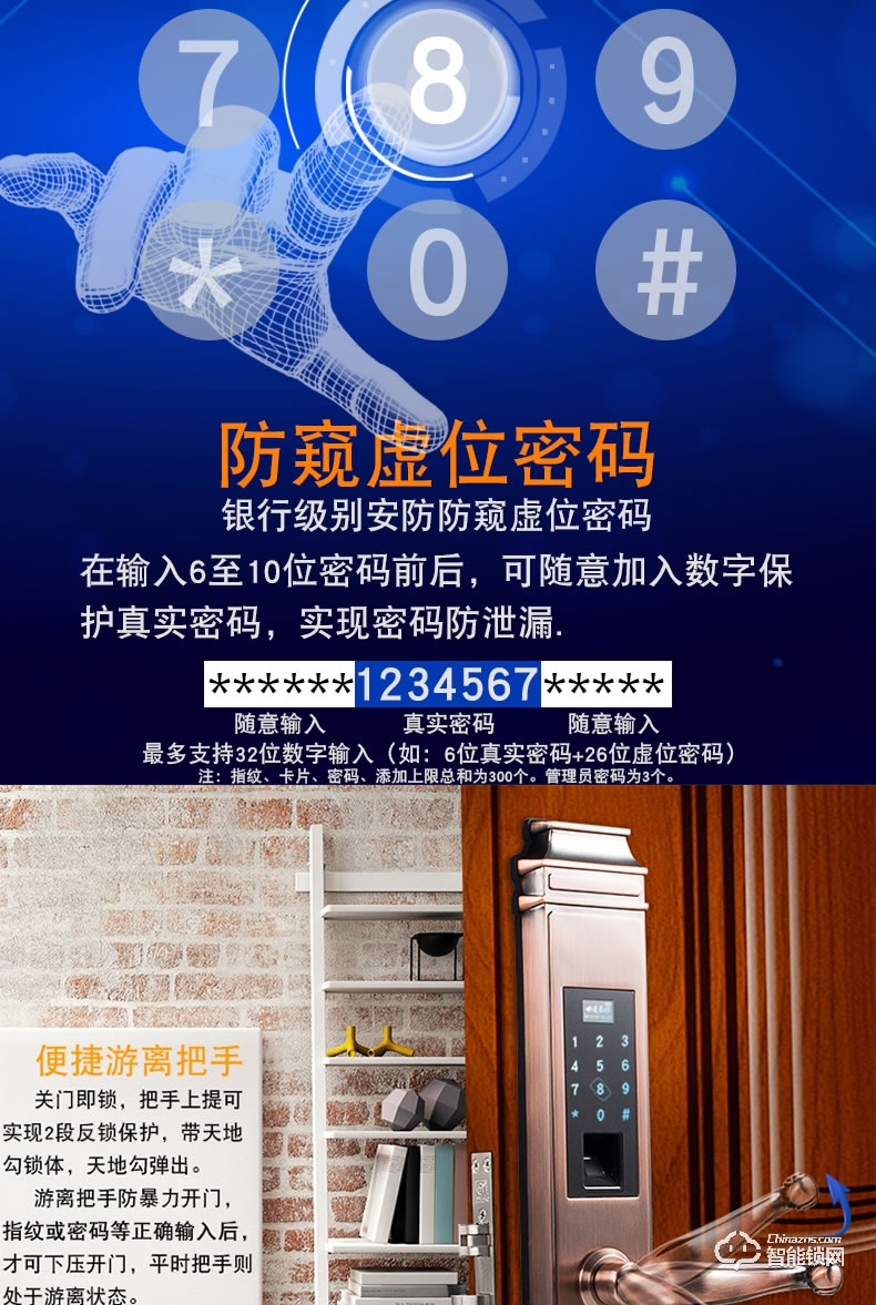 世連泰好純銅智能鎖 SL938指紋鎖密碼鎖木門電子鎖