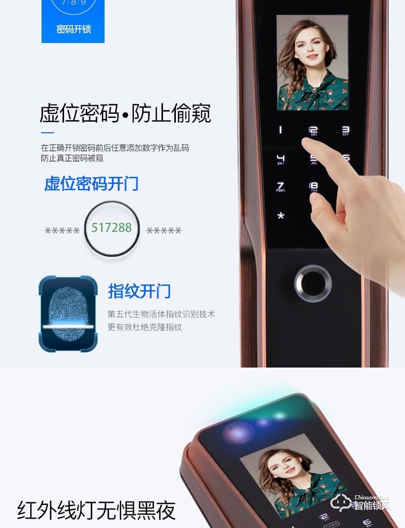佳合智能鎖 R8S人臉識別掌靜脈密碼鎖電子門鎖
