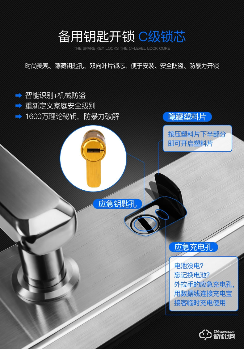 佳合智能鎖 P5指紋鎖家用辦公室房門大門電子防盜門鎖