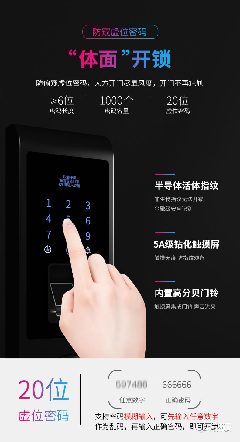 海信智能鎖 E3C指紋鎖智能鎖家用防盜門遠程密碼鎖