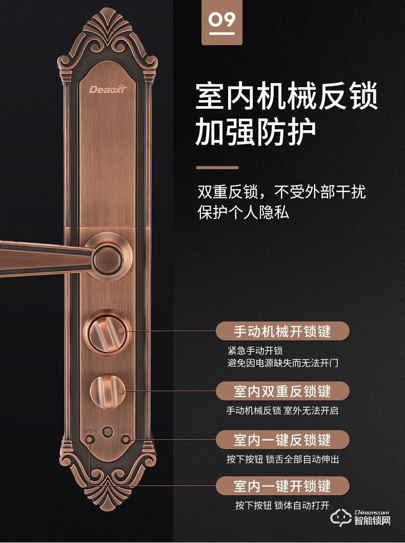 德奧西智能鎖 D807別墅式全自動智能鎖
