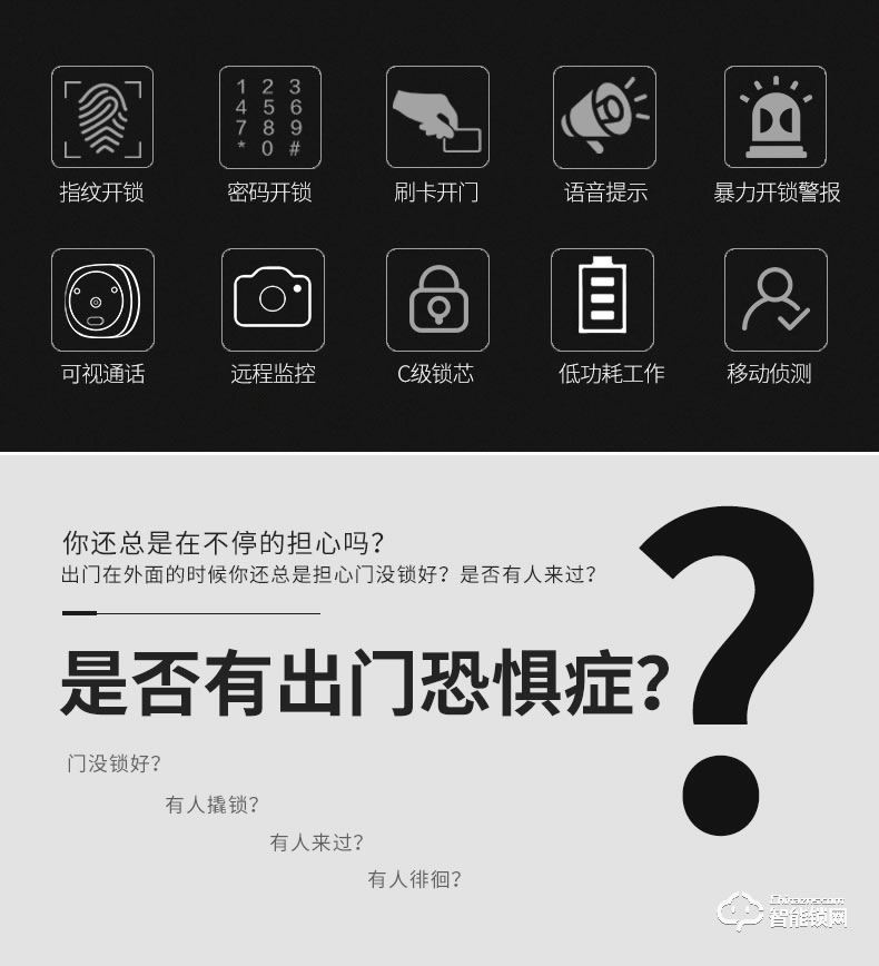 零距離智能鎖 WIFI可視門鈴指紋鎖