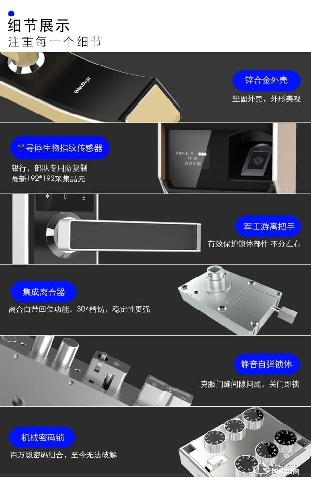 萬(wàn)廈福智能鎖 F7雙密碼智能鎖