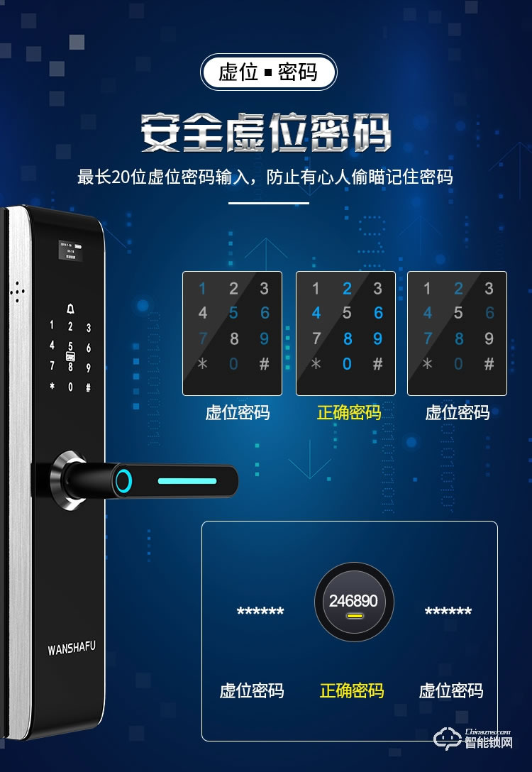 萬廈福智能鎖 S8直板式雙密碼智能鎖