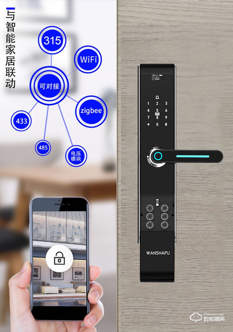 萬廈福智能鎖 S8直板式雙密碼智能鎖