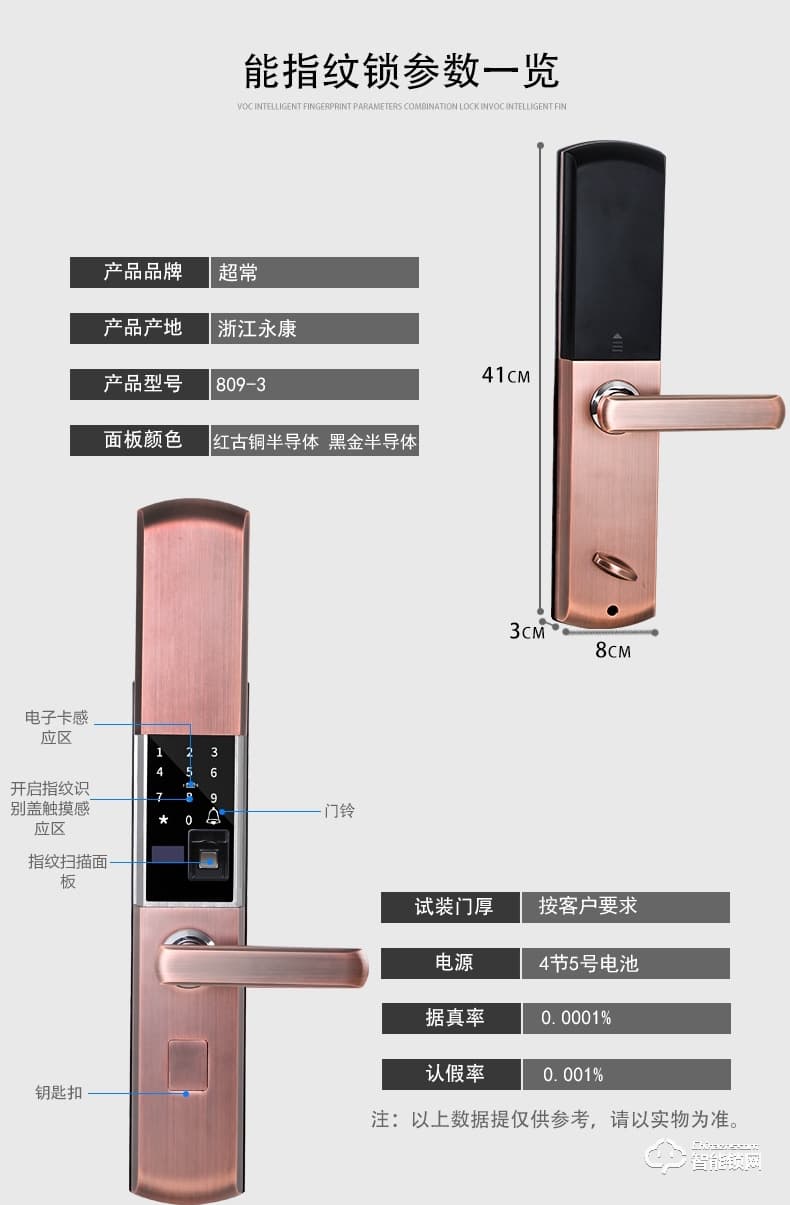 我愛我家智能鎖 滑蓋指紋鎖半導體防盜鎖