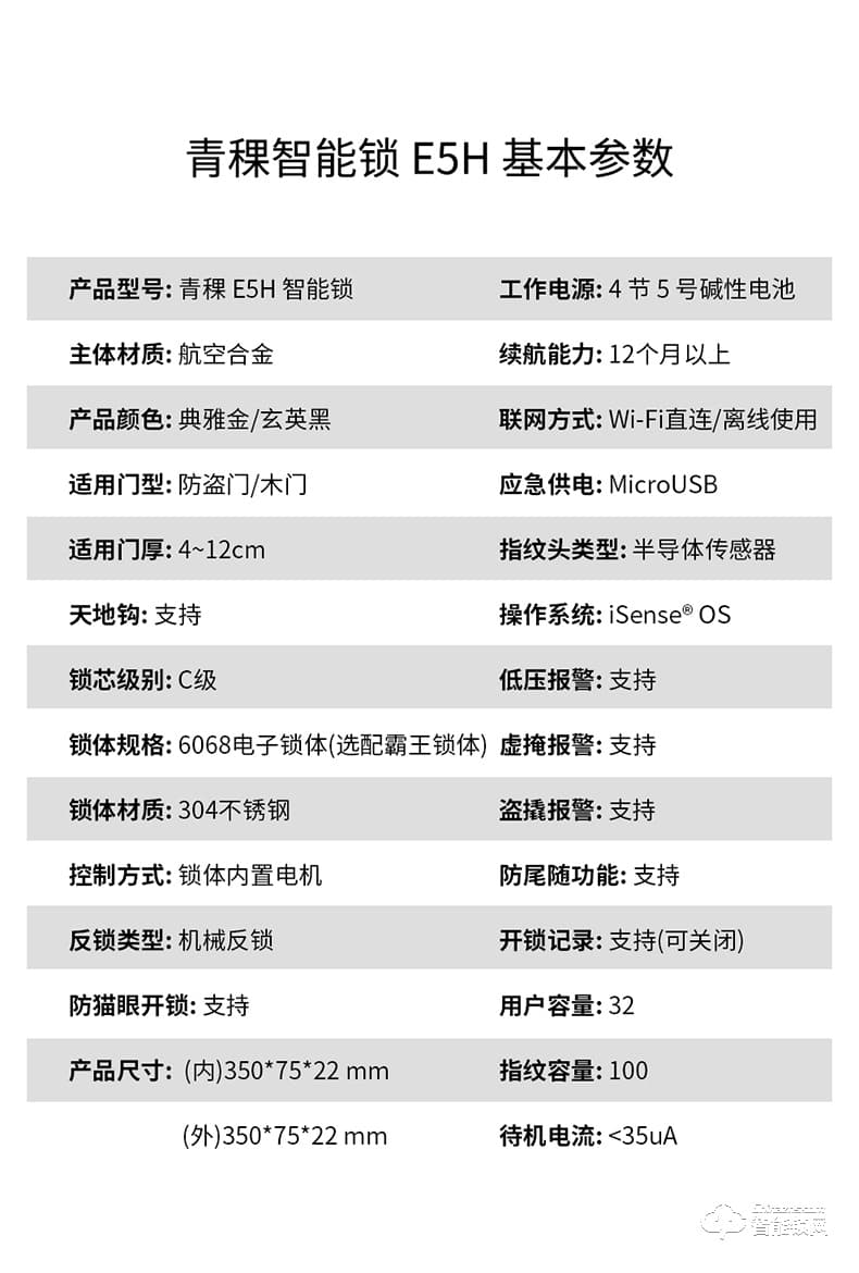 青稞智能鎖 E5H家用華為智卡版密碼防盜門電子門鎖