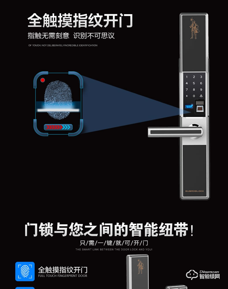 戈德仕智能鎖 滑蓋式密碼指紋鎖