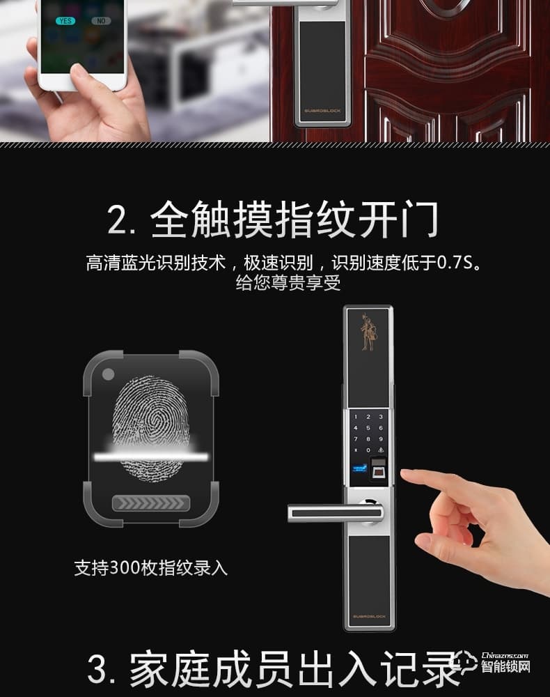 戈德仕智能鎖 滑蓋式密碼指紋鎖