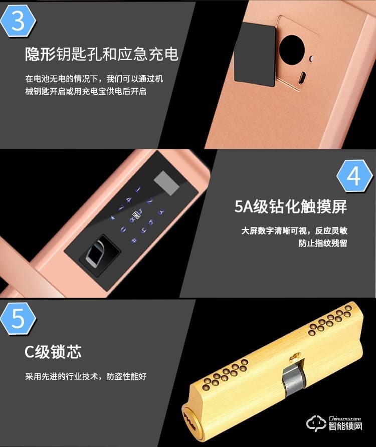 締斯盾智能鎖 A5半導(dǎo)體刷卡電子防盜門鎖