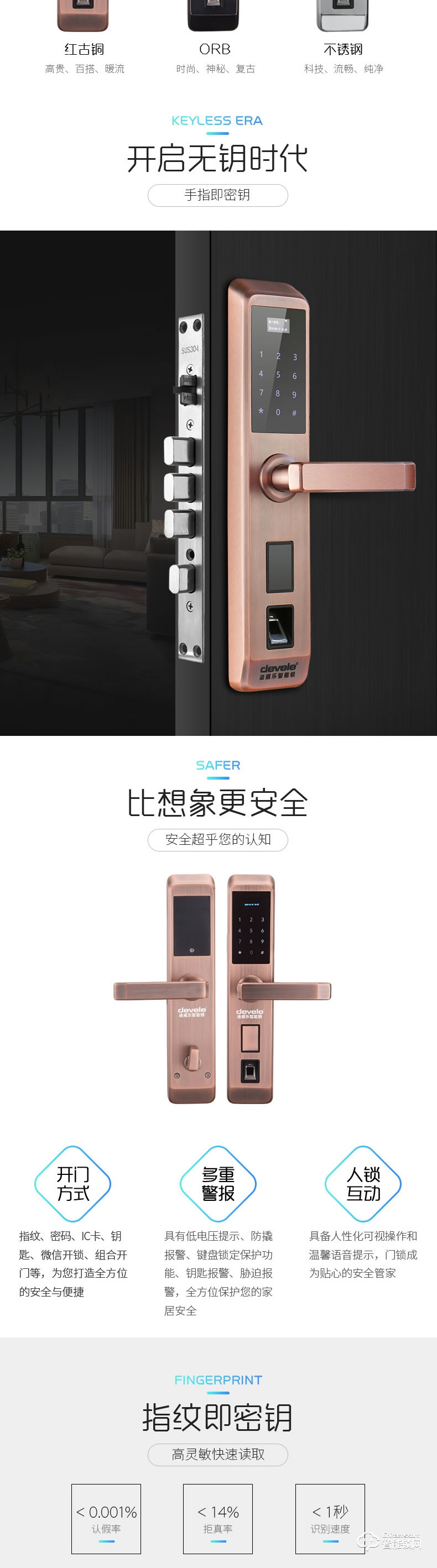 迪威樂智能鎖 D505家用防盜門鎖指紋鎖